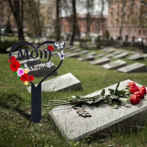 Cemetery Decorations for Grave Mom, Grave Decorations for Cemetery, Memorial Heart Graves Markers for Outdoors - style: Heart Mom-A