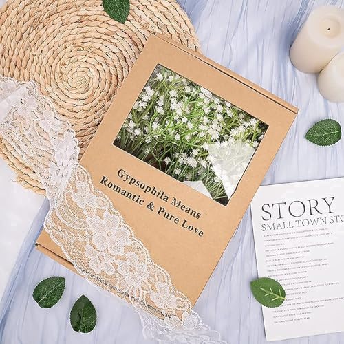 N&T NIETING Babys Breath Artificial Flowers Bulk, 10Pcs Fake Gypsophila Bouquet Flowers Real Touch Faux Flowers Arrangement for Wedding Party Home Centerpieces Decoration, White - color: White, size: 10pcs