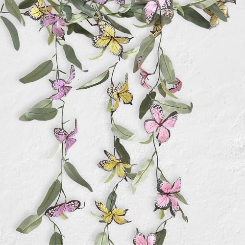 Efavormart 5.5ft Artificial Eucalyptus Leaf Table Garland with 7 White Silk Rose Flowers, Pre-Arranged Floral Greenery Vines for Wedding Reception Table and Ceremony Backdrop - color: Type17