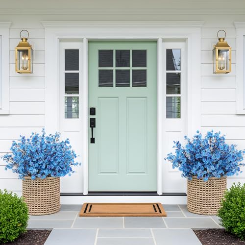 16Pcs Artificial Flowers Fake Babys Breath Bouquet,Blue Fake Flowers Plants Decor Silk Flower Bulk for Vase Spring Home Wedding Indoor Outdoor Table Party Decorations - color: Blue, size: 16 Bundles