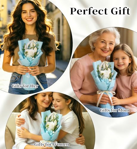 Preserved Flowers Bouquet,Flowers For Delivery,White Rose Bouquets,Birthday Flowers Gifts For Women Mom Grandma Wife Friends,Real Roses Gift From Daughter Valentine’S Day Mothers Day Anniversary - color: White, size: Rose Bouquet