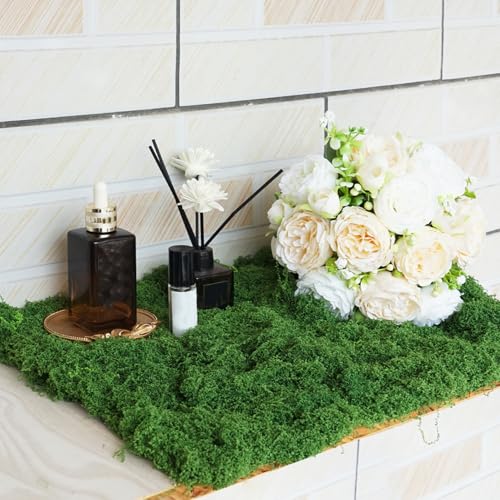 Fake Moss Table Runner for Crafts 19.68" x 78.74" Artificial Moss Sheet Roll, Waterproof Green Sheet Moss for Plants Decoration, Faux Moss Mat for Wedding DIY Centerpieces Fairy Garden Wall Decor - color: Green- 19.68×78.74 Inch/0.5×2 M