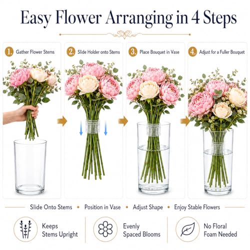 2 Pack Flower Arrangement Holder for Vase, Spiral Blossom Grid Flower Frog Stem Support, Ikebana Bouquet Tool (Clear) - color: Clear
