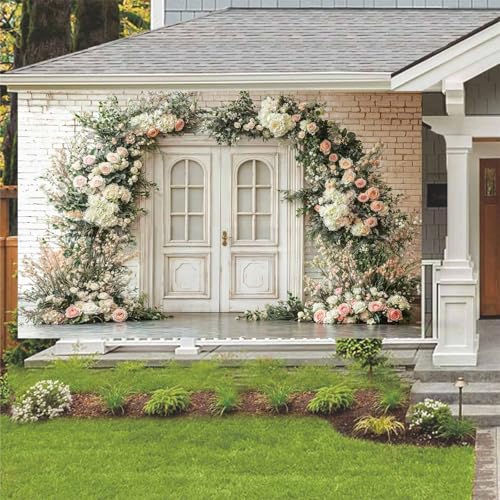 5X3ft Floral Photography Backdrop, Retro Flowers Photography Backdrop Dreamlike Wedding Portrait Photo Background, Baby Bridal Shower Wedding Birthday Party Background Banner Decor, White-1 - color: White-1, size: 5x3ft