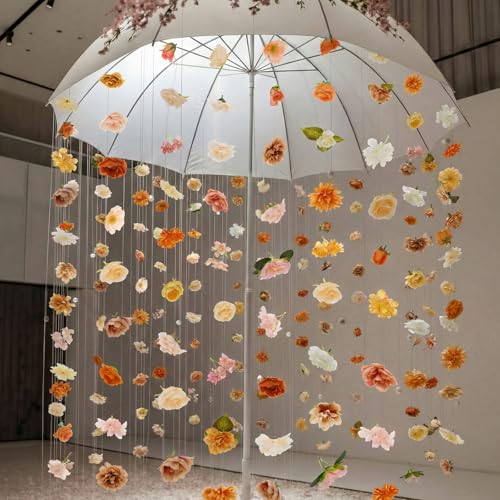 Suncalla 6 Pcs 35.46 ft Flower Garlands Backdrop Garden Party Decoration Artificial Wildflower Vines Fake Flower Vines Faux Silk for Wedding Bridal Wall Arch(Classic,Champagne) - color: Champagne