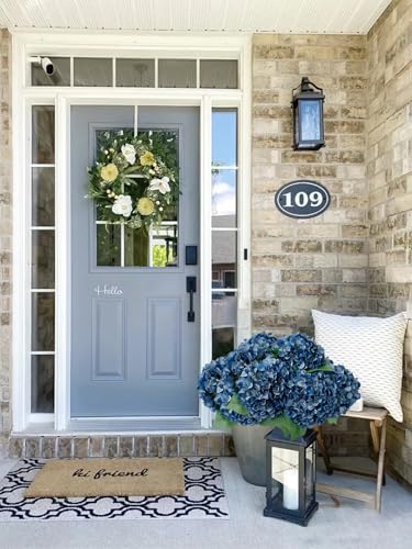 ZYTUYO 5 Pcs Dark Blue Silk Hydrangeas Artificial Flower Boho Dried Touch 20'' Faux Hydrangeas for Fall Indoor Home Decor Kitchen Living Room Outdoor Porch Wedding Flower Arrangement - color: Dark Blue