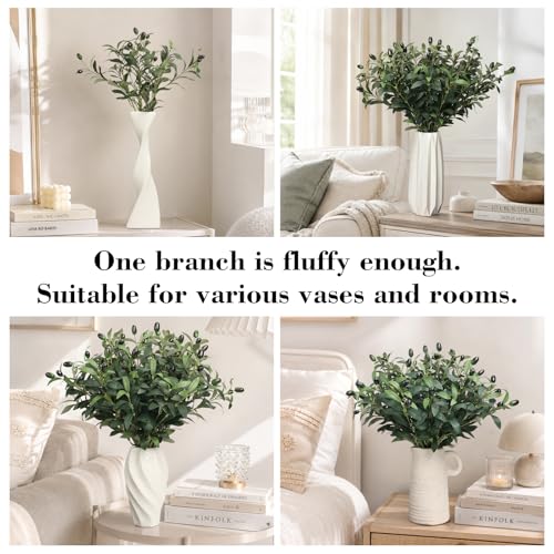 18inch 10PCS Artificial Olive Branches for Vase Faux Olive Stems Fake Greenery Olive Leaves with Lifelike Fruits Tabletop Decor for Centerpieces Indoor Floral Arrangements - size: 18in