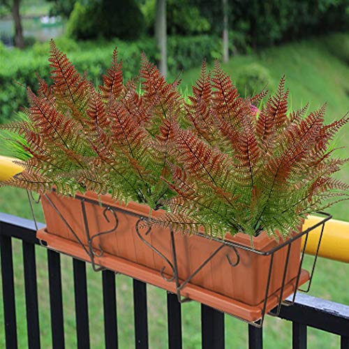 CATTREE Artificial Fern Shrubs, Plastic Bushes Grass Leaves Fake Plants Wedding Indoor Outdoor Home Garden Verandah Kitchen Office Table Centerpieces Arrangements DIY Christmas Decoration 4 pcs - color: Red Fern Grass 4pcs