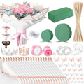 XunYee Bouquet Kit 20 Sheet Flower Wrapping Paper 100 Pcs Bamboo Skewers Floral Foam Blocks for Anniversary Birthday Gift Graduation Mother's Day(White) - color: White