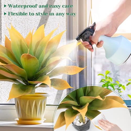 2Pack Fake Agave Plants 18 Inch Large Artificial Succulents Realistic UV Resistant Faux Aesthetic Plants for Outdoors Tropical Plant Greenery for Home Garden Front Porch Decor - 21Leaves, Yellow - color: Yellow, size: 18"- 2pcs