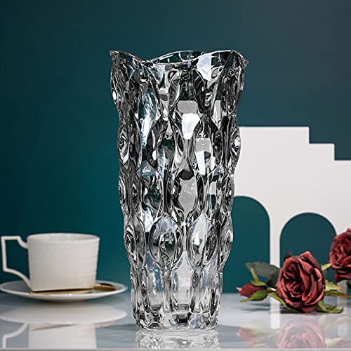 9.5" High Gray Glass Flower Vase for Home Decor, Dining Wedding Table Office Holiday Party Centerpiece Decoration - color: Gray-waterdrop Style