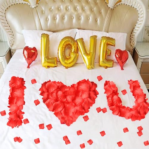 SITUMEIZI 3000PCS Red Rose Petals for Romantic Night for Her Set Flowers Wedding Party Decoration Marriage Proposals Decor Petals Fake Rose Artificial Silk Rose Petals - color: Red, size: 3000