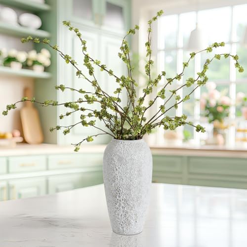 Zeyune 6 Pcs Artificial Branches with Green Buds 40" Evergreen Faux Plastic Plant Stem Picks Sprigs for Vase DIY Home Office Wedding Party Indoor Outdoor Modern Decor, No Vase (Regular Style) - color: Green, size: Regular Style