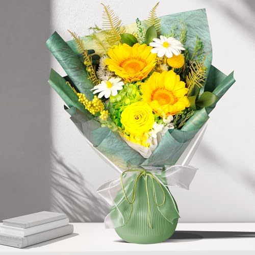 Bonsion Preserved Flowers Yellow Gifts for Women, Flower for Delivery, Preserved Sunflower Bouquets, Birthday Gifts for Grandma, Mothers Day Flowers for Wife - color: Yellow