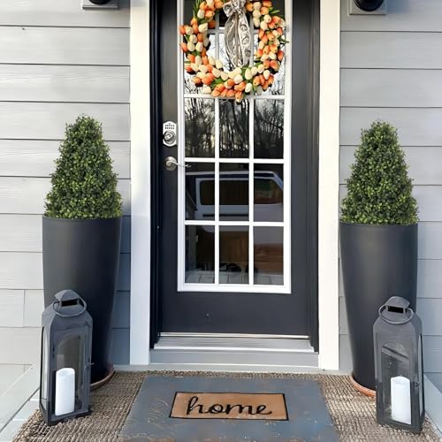 30" Boxwood Topiary Trees Artificial Outdoor Set of 2, UV Resistant Faux Plants for Front Porch Planters, Realistic Cone-Shaped Fake Bushes & Shrubs, 2.5ft Evergreen Decoration - color: Boxwood Dark Green, size: 30in