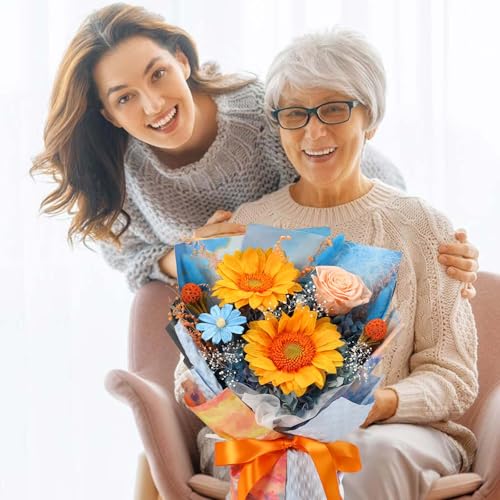 Forever Flowers for Delivery, Preserved Sunflower Bouquets, Long Lasting Roses, Eternal Flower Bouquet with Gifts Box for Mother Wife Girlfriend on Festivals Birthday Anniversary (Blue) - color: Blue