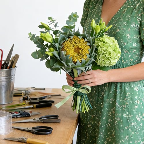 Htmeing 3PCS Artificial Sunflower Stems Faux Decor Flowers for Home Wedding Farmhouse Rustic Floral Arrangements Fake Flowers for Indoor Outdoor Display (Green) - color: Green