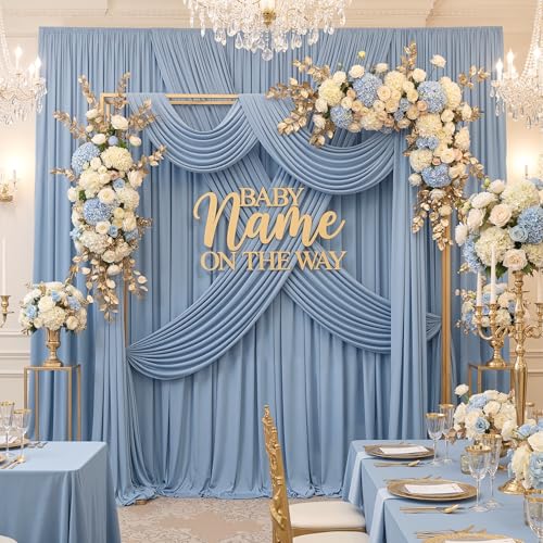 10ftx12ft Dusty Blue Backdrop Curtains for Parties, Wrinkle Free Polyester Photo Backdrop Drapes 2 Panels 12 ft Long Back Drop Cloth Drapery for Wedding Birthday Photography Background Party - color: Dusty Blue, size: 5ft(W)x12ft(H)_2 Panels