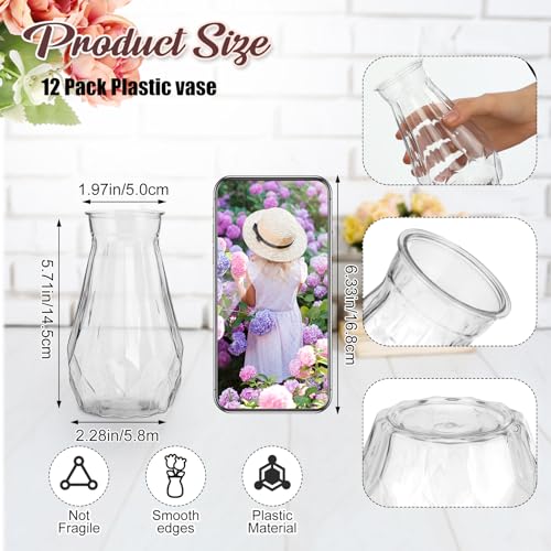 Zeyune 37 Pack Artificial Peonies Flowers with Bud Vase Bulk 24 Bundles Silk Peonies Bouquets 12 Plastic Clear Vase with 1 Rope Fake Flowers for Table Centerpiece Vases(Coffee,Perfume) - color: Coffee, style: Perfume