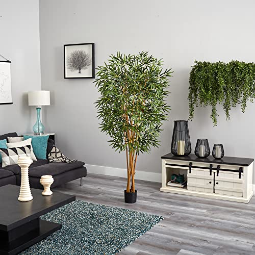 Nearly Natural 6ft. Curved Bamboo Silk Tree - size: 6ft