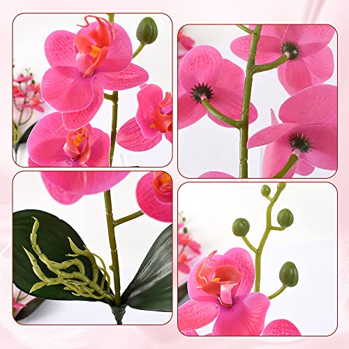 Artificial Phalaenopsis Flowers 4 Pcs, 15” Fake Silk Orchids with Stem Leaves for Home Office Wedding Party Décor (Rose) - color: Rose