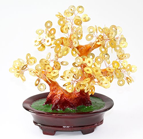 Feng Shui Gold Coins Money Fortune Tree Bonsai Home Decor Wealth Blessing Gift (Gold Coins TRE105) - color: Gold