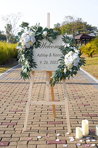 ponatia Wedding Arch Flowers (Pack of 2), Artificial White Wedding Flowers for Wedding Welcome Signs Decorations and Arch Flowers for Wedding Ceremony Reception (White & Ivory) - color: White & Ivory