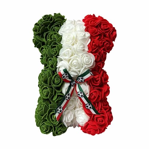 Mexico Artificial Rose Flower Bear,Perfect Romantic Gift for Her, Valentine's Mother's Day, Christmas, Birthday,Thanksgiving Party Anniversary Girl Friend Wife Light Strips and Greeting Cards (MX) - color: Mx