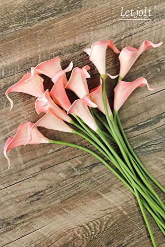 Letjolt Artificial Calla Lily Flowers 12Pcs Light Pink Realistic Flower | Fake Flower Bouquet, Home Decoration, Wedding Party Decor - color: Light-pink