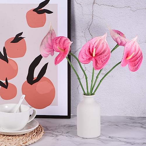 PATIKIL 13" Artificial Anthurium Lily Flowers, 10 Pack Permanent Flower Floral Arrangements Bouquet for Home Decor Bridal Wedding Festival Party, Light Pink - color: Light Pink