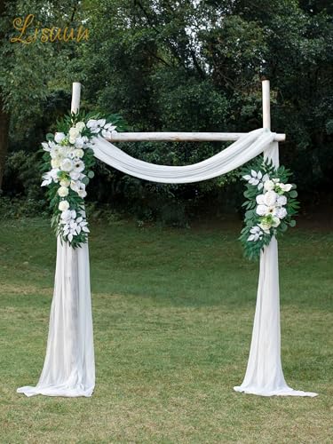 Lisuun Wedding Arch Flowers, Artificial Flowers for Decoration, Large Flower Swag for Boho Styles Wedding Ceremony Floral Decor - Pack of 2 - color: Ivory White