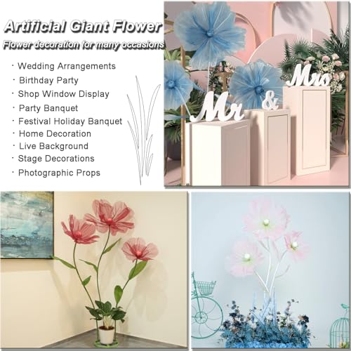 Giant Flowers for Decoration,Wedding Reception Essential Decoration,5.6 Ft Tall Artificial Silk Flower,Party Banquet Background Decor,Home Decor（Red） - color: Red
