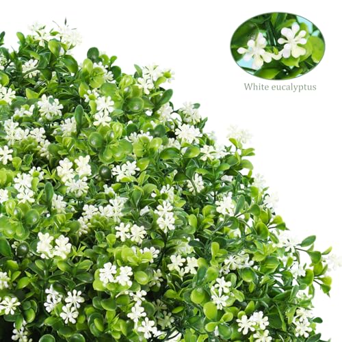 SJL Fake Outdoor Plants, Uv Protected Artificial Outdoor Flowers No Fade Faux Spring Flower Realistic Plastic Plant for Patio Home Yard Garden Indoor Outside Decoration 10Pcs(White) - color: Bundle White-plant