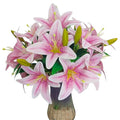 ATFL Artificial Lilies Flowers,9 Pcs Faux Lily Flowers,16''Tiger Lily Branches with 2 Full Blooms and 1 Bud,Faux Fake Lilies Plants for Wedding Bouquet Floral Arrangements (9, Purple) - color: Purple