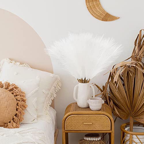 obbsie 150pcs White Faux Pampas Grass Decor, 21.6" Short Artificial Floral Branches Vase Filler Flower Arrangement for Home Wedding Boho Outdoor Decor - color: White, size: 150 PCS