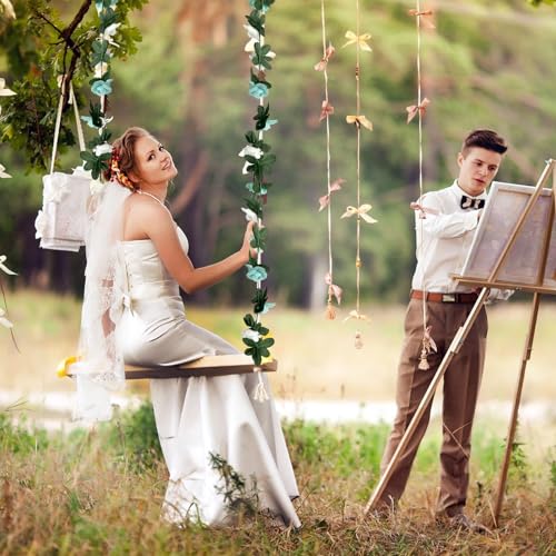 8Pcs 63Ft Teal White Rose Garland, Fake Flower Vines, Artificial Vine Flowers, Rose Hanging Garland for Party Wedding, Garden, Room Table, Christmas, Backdrop Wall Arch Decor - color: Teal White, size: 8Pcs-63Ft