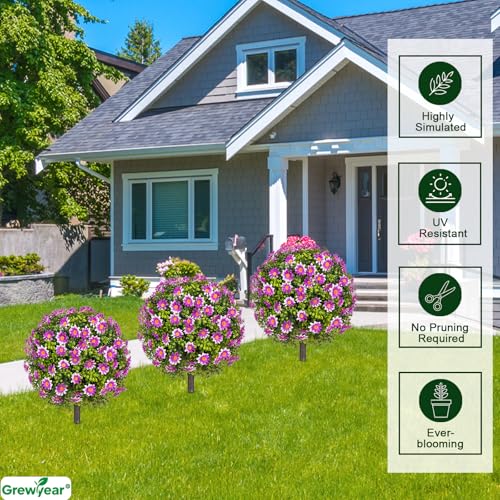 Faux Boxwood Plants Outdoor Artificial Topiary Ball Bush | Fake Plant / Greenery / UV Resistant / No Fade / Sturdy Build / No Maintenance / Front Porch Decor - color: Sunflower