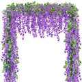 Sggvecsy 6Pcs Wisteria Garland Artificial Flowers Garland Fake Hanging Wisteria Vines Rattan Silk Hanging Flower Vines for Home Garden Outdoor Wedding Arch Party Ceremony Total 35.4Ft (Purple) - color: Purple