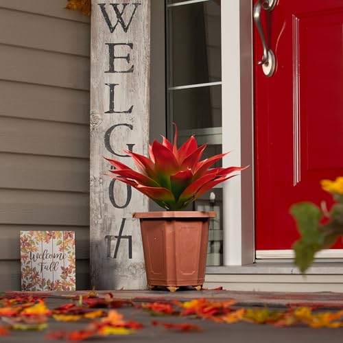 Velener Fake Agave Artificial Plant, Red Fake Plant for Room Decor, Unpotted Faux Agave Stems Plant for Fall Outdoor/Indoor Decor, 14 inches, Set of 2 - color: Hard-red