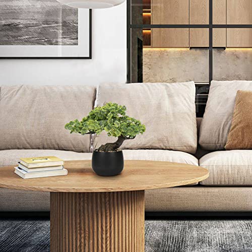 Artificial Bonsai Tree Juniper Faux Plants Indoor Fake Plants Decor with Black Ceramic Pots for Home Table Office Desk Bathroom Shelf Bedroom Living Room Farmhouse Decorations - style: Jade