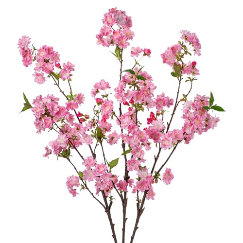 39" Tall Cherry Blossom Branches for Vase Faux Cherry Flowers Pink Peach Blossom for Floral Arrangements Artificial Apple Blossom Silk Tall Stems for Home Wedding Table Decor-3 Pcs - color: L-pink02 #3