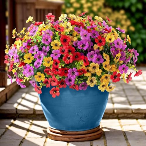 Artificial Flowers for Outdoor,Silk Flowers No Fade Fake Plastic Flowers UV Resistant Faux Plants for Outdoors Outside Front Porch Hanging Planter Window Box Garden Home Decoration,42 Pack(Mixed) - color: Mixed, size: Artificial Flowers(42 Pcs)