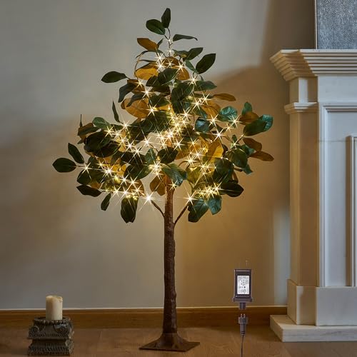 Hairui Lighted Magnolia Tree 4FT 165 LED Fairy Lights, Faux Plant Tree with Lights for Home Holiday Spring Decoration - style: 4FT-Magnolia Tree