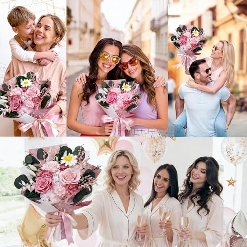 Forever Flower Gifts for Her: Romantic Flowers for Graduation-Daughter Girlfriend Wife Mom Grandma-Preserved Rose Bouquets-Flowers for Delivery Prime on Birthday Anniversary Valentines (pink) - color: Pink1