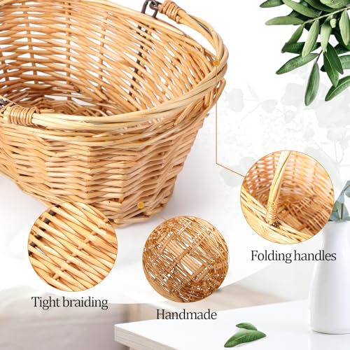 Barydat Small Wicker Basket with Handle Flower Girl Baskets Oval Willow Woven Braided Gift Basket for Weddings Picnic Baby Shower Home Garden Decor(6 Pcs,Khaki,9" x 7" x 4") - color: Khaki, size: 9" x 7" x 4"