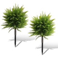 23.6" Artificial Cypress Topiary Tree with Ground Spike, Set of 2 Faux Cedar Bushes, Fake Evergreen Tree for Porch, Artificial Shrub Bushes Outdoor Indoor