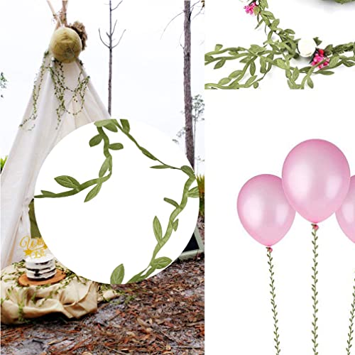 65 Ft Artificial Vines,Artificial Eucalyptus Leaf Garland Fake Hanging Plants Leaves Wreath Foliage Green Leaves Ribbon Decorative Wreath Accessory Wedding Wall Crafts Party Décor （Green-65 Ft）