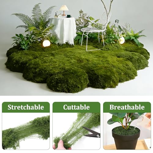 dallisten Fake Green Moss for Plants Indoor, 5.3oz Artificial Moss for Crafts, DIY Fairy Garden Décor, Table Centerpieces, Wedding Floral Arrangements, Model Making & Indoor Outdoor Home Decoration - color: Dark Green