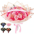Thiccywoov 36 Pcs Glitter Roses Bouquet Graduation Artificial Rose DIY Flower Bouquet Kit Flower Wrapping Paper 3D Butterflies Crowns for Mom Mother Teacher Birthday (Light Pink,Dark Pink) - color: Light Pink,dark Pink