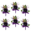 Marriwise 6pcs Rose Boutonniere for Men, Artificial Flowers Wedding Groom Groomsmen Boutonniere for Wedding/Anniversary/Prom/Rustic Wedding/Homecoming (Dark Purple) - color: Dark Purple